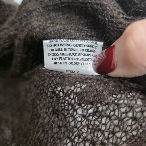 Eileen Fisher‎ Mohair Wool Blend Cardigan Sweater Knit Open Front Dark Brown M - Picture 5 of 8